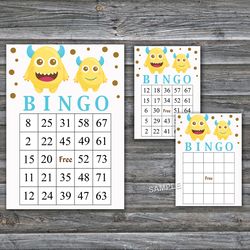 Monster bingo cards,Cute Monster bingo game,Monster Printable bingo cards,60 Bingo Cards,INSTANT DOWNLOAD--381