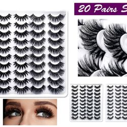 20 Pairs False Eyelashes Mink Natural Extension Black 3D Soft Lashes Makeup Natural Fashion Thick Long Lashes kit