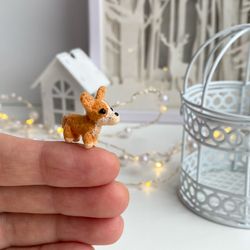 Micro crochet animal tiny corgi pet portrait dollhouse miniature personalized pet custom plush dog memorial gift