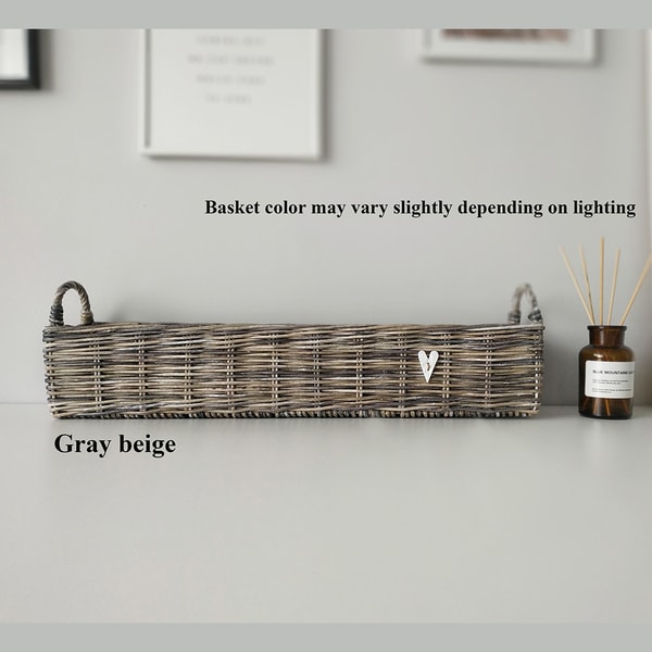 White extra long basket for shelf Rectangular wicker basket | Inspire ...