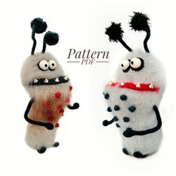 crochet pattern little cute monster horror monster halloween toys gift for kids toothy monster