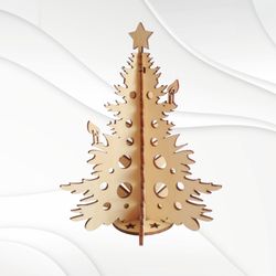 3D puzzle Christmas Tree, ready use laser cutting files. Glowforge svg file.