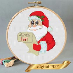 Santa pattern cross stitch DIY