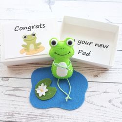 Cute Frog plush, Pocket hug in a box, New home gift, Housewarming gift, Funny birthday cards, Boyfriend birthday gift