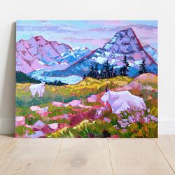 Glacier painting National Park landscape mountains Montana original art
