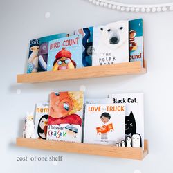 One Floating Nursery Book shelf, Floating Shelf, Picture Ledge, Book Ledge