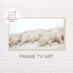 Samsung Frame TV Art | 4k Nature White Grass Field Landscape Art for The Frame Tv | Digital Art Frame Tv | Neutral Color