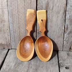 Handmade cherry wooden spoon Hand carved eating wood spoon Camping spoon Hiking wooden spoon Soup spoon Diner wood spoon