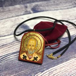 nicholas the wonderworker | icon pendant | icon necklace | miniature icon | catholic icon | orthodox icon
