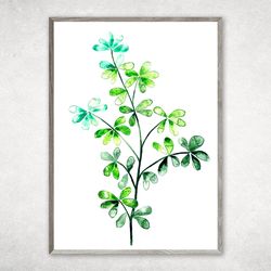 Abstract leaves painting, Watercolor painting printable, Green plant paintings, Modern Abstract Art Prints