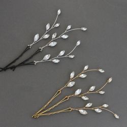 Small bobby pins bridal / Crystal hair clip bridal / Set of 3 / Short hair accessory / Crystal vines pins / Wedding hair