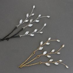 small bobby pins bridal / crystal hair clip bridal / set of 3 / short hair accessory / crystal vines pins / wedding hair