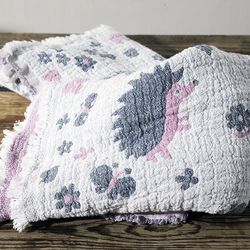 Set of two towels - drawing hedgehogs linen towel
