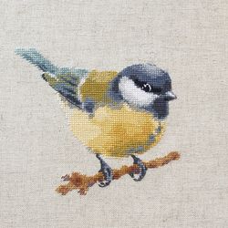 Great tit cross stitch pattern, bird cross stitch