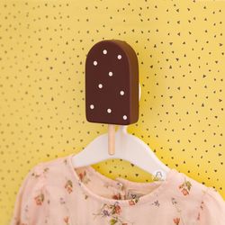 Ice Cream Clothes Wall Hooks for Nursery from Natural Wood, Wall decor, fake food