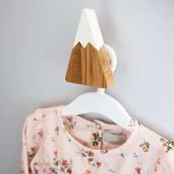One Mountain Kids Wall Hook for Clothes and Bags from Natural Wood, Wall hanger, Mountain decor
