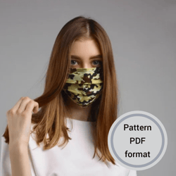 Anticovid mask pdf format, pattern of a protective face mask, pattern in pdf format