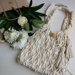 Macrame bag, Handmade shoulder bag for women, Market bag, String bag, Shopper Bag, Shopping Bag, Beach Bag, Eco friendly