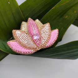 Flower lotus brooch, handmade jewelry, gift for girlfriend, flower jewelry