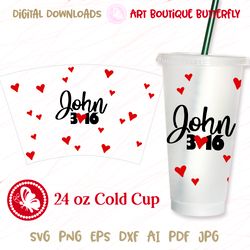 John 3:16 24OZ cold cup wrap Tumbler decor Religious quotes Christian sayings Coffee mug Scripture quote