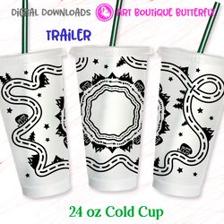 camp trailer 24oz cold cup wrap tumbler design coffee mug print clipart