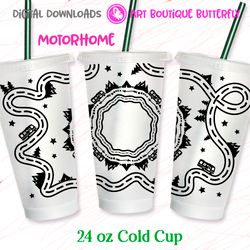 camp motorhome trailer camping decor 24 oz cold cup wrap tumbler design template coffee mug print clipart