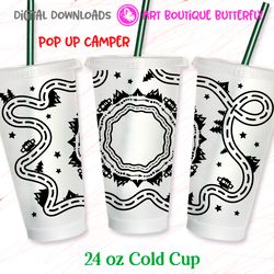camp pop up trailer camping decorations 24 oz cold cup wrap tumbler design template coffee mug print clipart