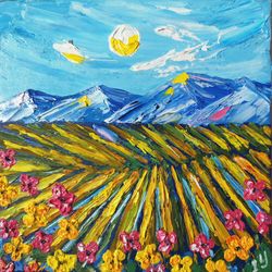 Napa Valley Painting Vineyard Original Art California Landscape Impasto Artwork by ArtRoom22