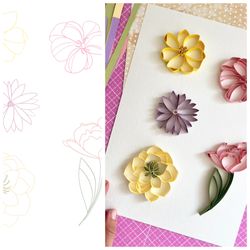 E-book How to draw quilled flowers - Guide step by step - DIY - Quilling floral cards