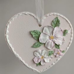Pink hanging heart with sakura Mothers day gift Birthday gift Wedding floral decor