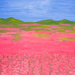 Rose-bay meadow 1 summer landscape oil painting