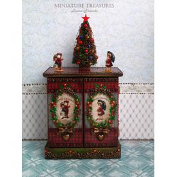 Advent calendar 2. Musical. Christmas tree and figurines. Handicraft Miniatures. Dollhouse miniature. Scale 1:12.