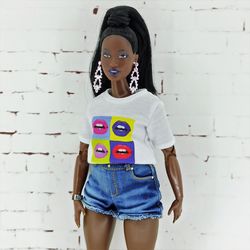 Dark Blue Denim Shorts for Curvy Barbie Doll