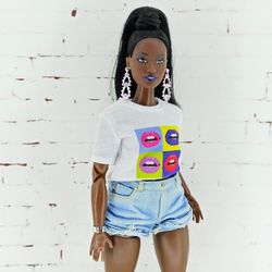 Light Blue Denim Shorts for Curvy Barbie Doll