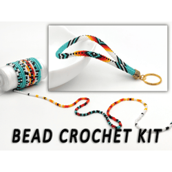 DIY kit wristlet keychain Bead crochet kit key wrist strap Diy kit lanyard for keys making kit for adult