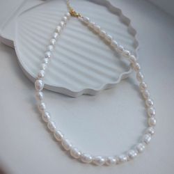 Natural cultured pearls choker, wedding necklace, pearl necklace
