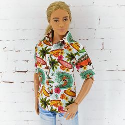 Shirt for Ken doll and other similar dolls (Vacation print 3)
