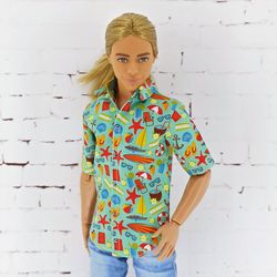 Shirt for Ken doll and other similar dolls (Vacation print 1)