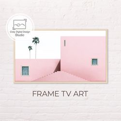 Samsung Frame TV Art | 4k Abstract Pink Buildings Art for The Frame TV | Digital Art Frame TV | Neutral Colors Art