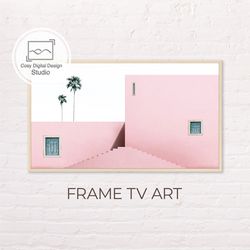samsung frame tv art | 4k abstract pink buildings art for the frame tv | digital art frame tv | neutral colors art