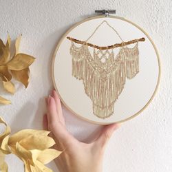 macrame cross stitch pattern modern cross stitch pdf boho embroidery pattern macrame style hoop art