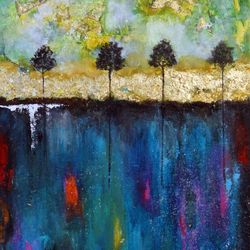 colourful nature landscape painting on canvas board