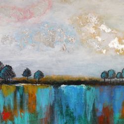 Trees at the horizon Landscape Painting on Canvas