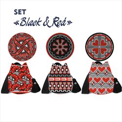 Wayuu mochila bag patterns / Set Red & Black