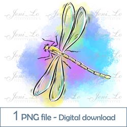 Rainbow Dragonfly 1 PNG file Rainbow Clipart Bright colors Sublimation Insect design Digital Download