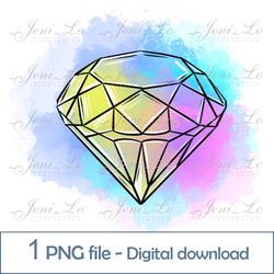 Rainbow Diamond 1 PNG file Rainbow Clipart Bright colors Sublimation Crystal design Digital Download