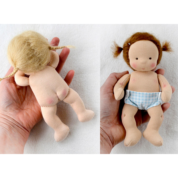 CUSTOM Waldorf doll mini baby 7 inch (18 cm) tall.