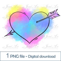 Rainbow Heart 1 PNG file Rainbow Clipart Bright colors Sublimation Valentines Day design valentine Digital Download
