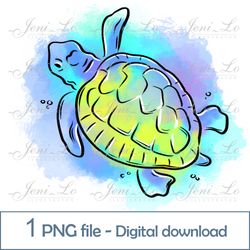 Rainbow Turtle 1 PNG file Vacation Clipart Bright colors Sublimation sea animal design Digital Download