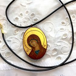 virgin mary | orthodox icon | mother of god | theotokos | icon pendant | icon necklace | miniature icon | catholic icons